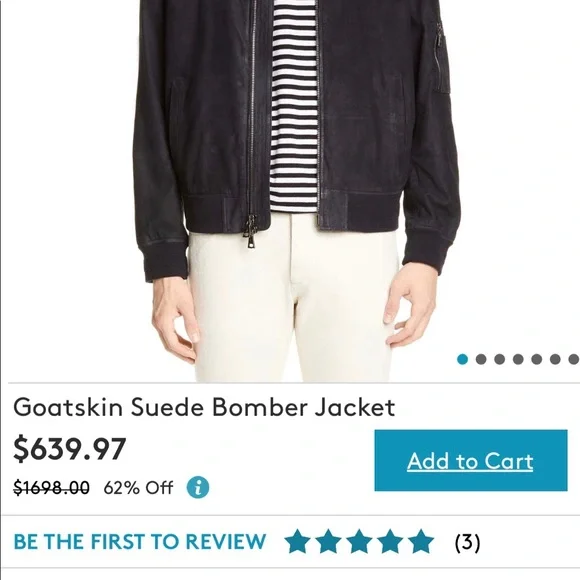 JOHN Varvatos Goatskin Suede Bomber Jacket. LIKE NEW!